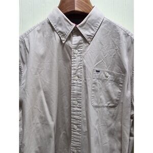Alexander Julian Colours Shirt Mens Large Beige Short Sleeve Button Down Casual